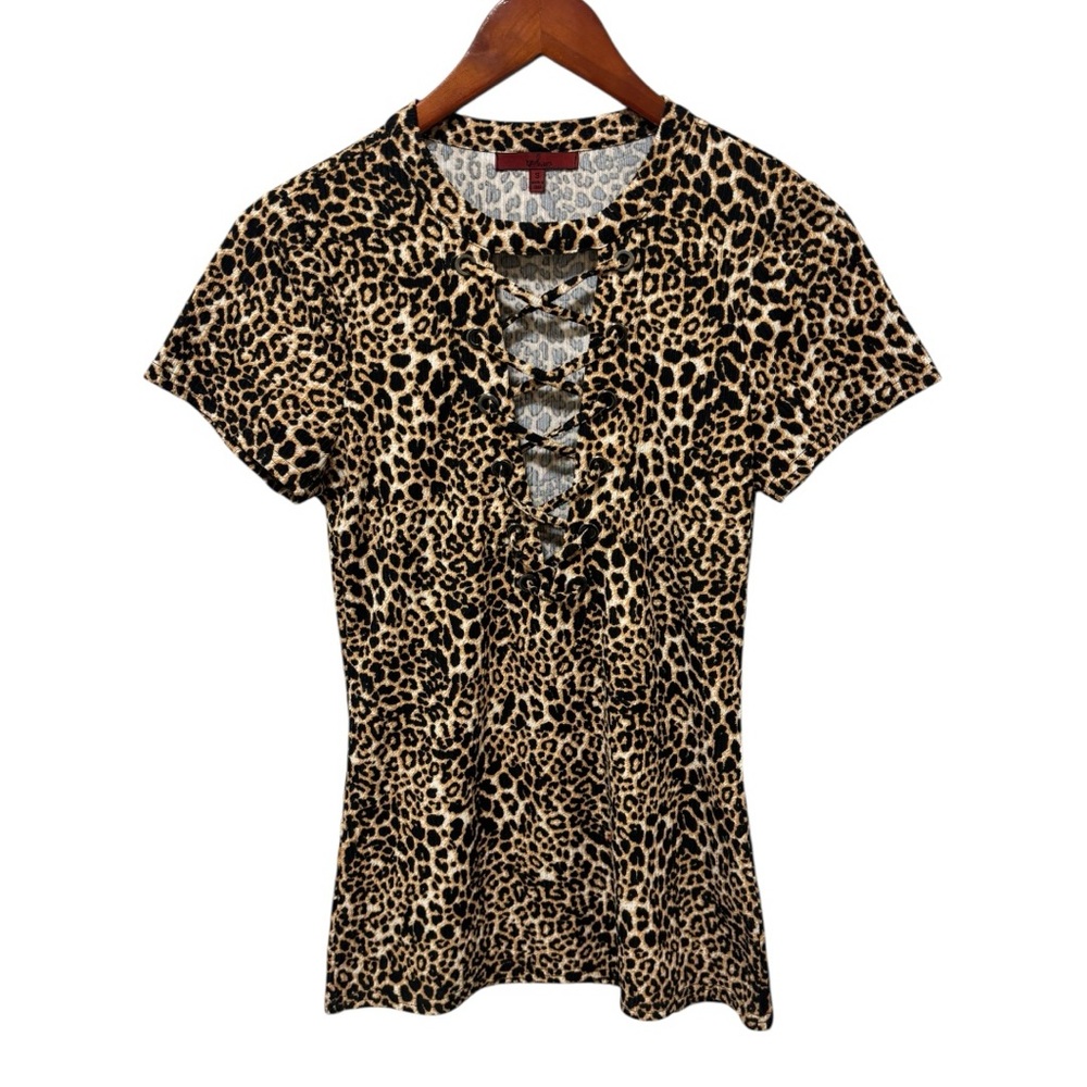 Y2K Leopard Print Lace-Up Top